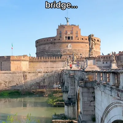 Scenic bridge lined with exquisite angel statues by Bernini. Offers beautiful views and great photography opportunities, especially at sunset.